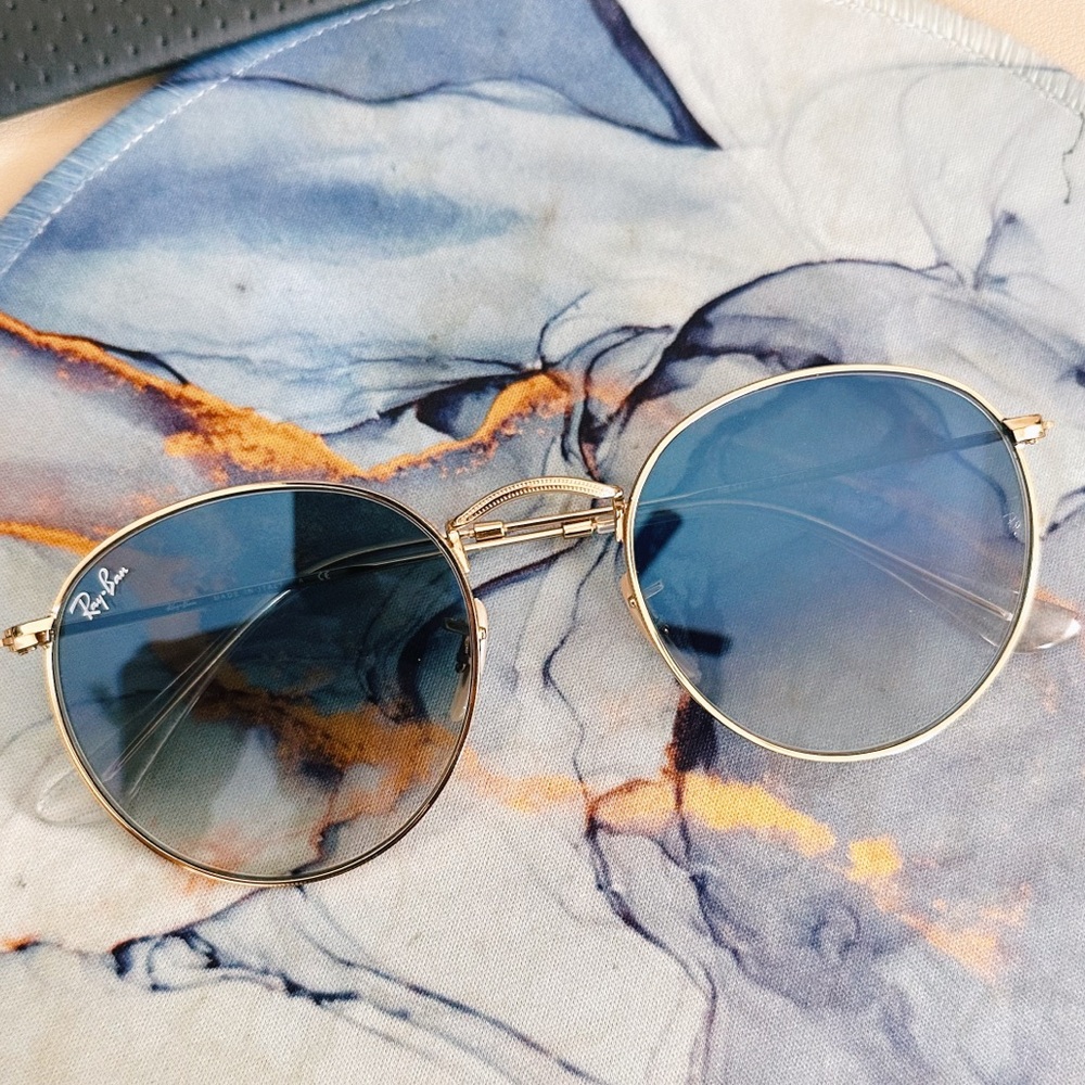 Ray-Ban Sunglasses - Gold Frame with Blue Lenses